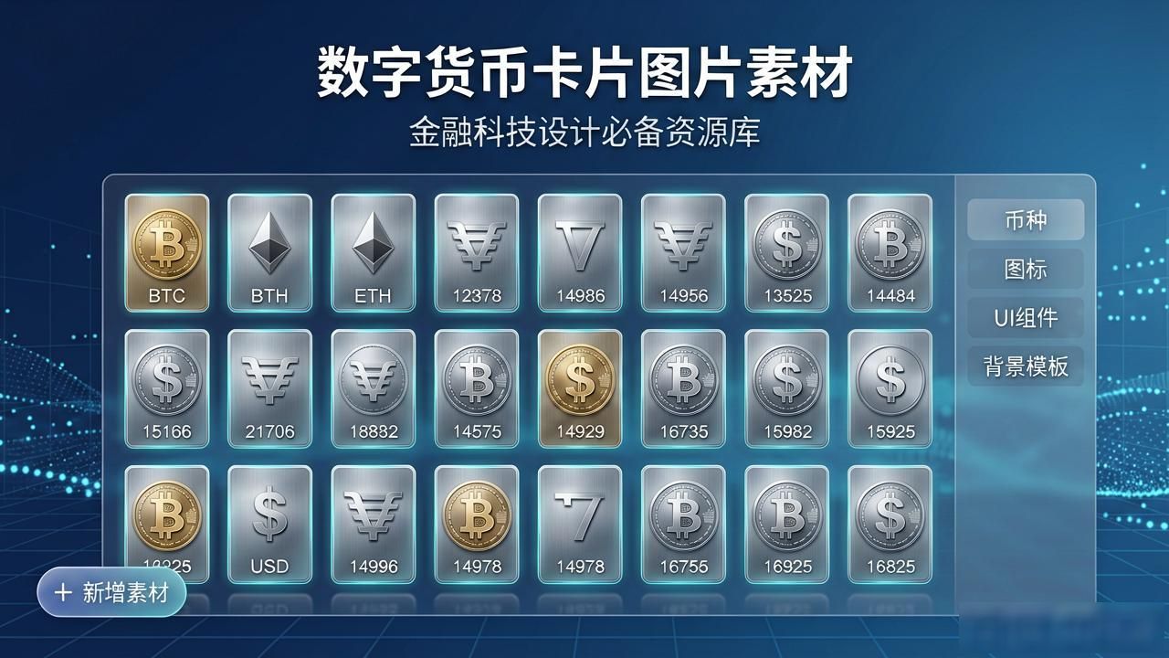 数字货币卡片图片素材_数字货币卡片设计_科技感金融视觉元素